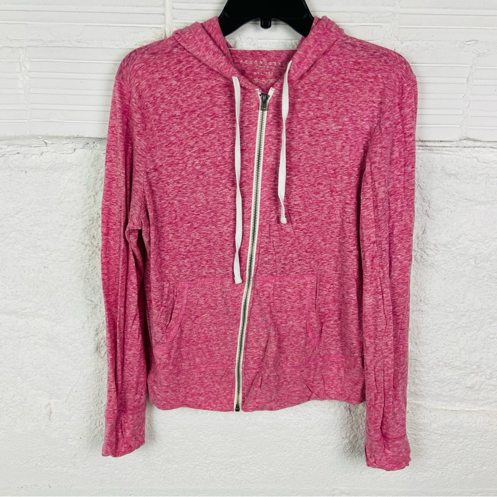 Aeropostale Pink Marled lightweight cotton blend full zip Hoodie sweater SZ XXL